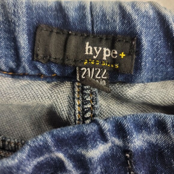 Hype Women's Blue Denim Joggers Size 21/22 - Stretchy Comfortable Elastic Waist - Picture 3 of 12